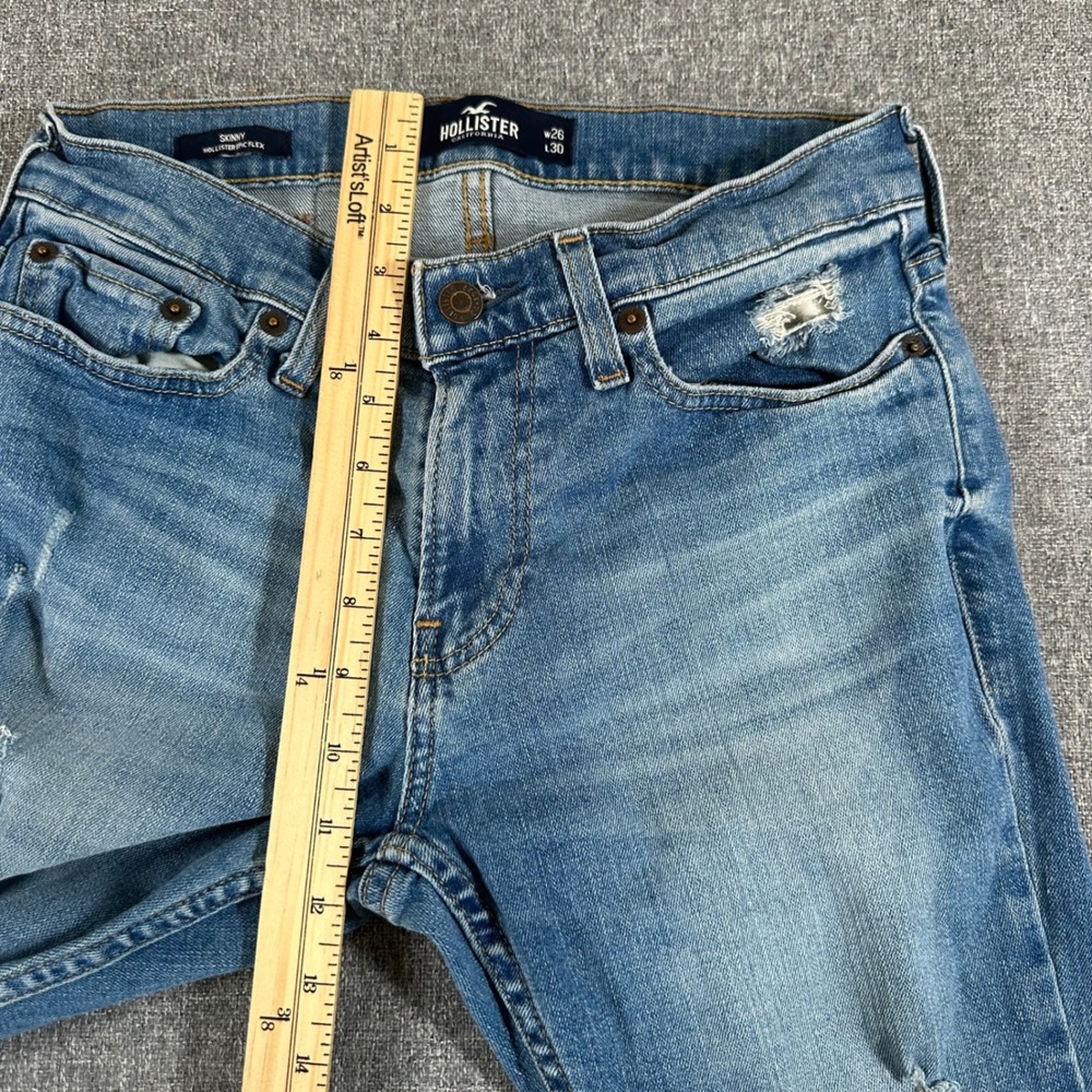 Hollister Jeans Women 26x30 Skinny Epic Flex Blue Distressed Stretch Denim - Picture 9 of 10